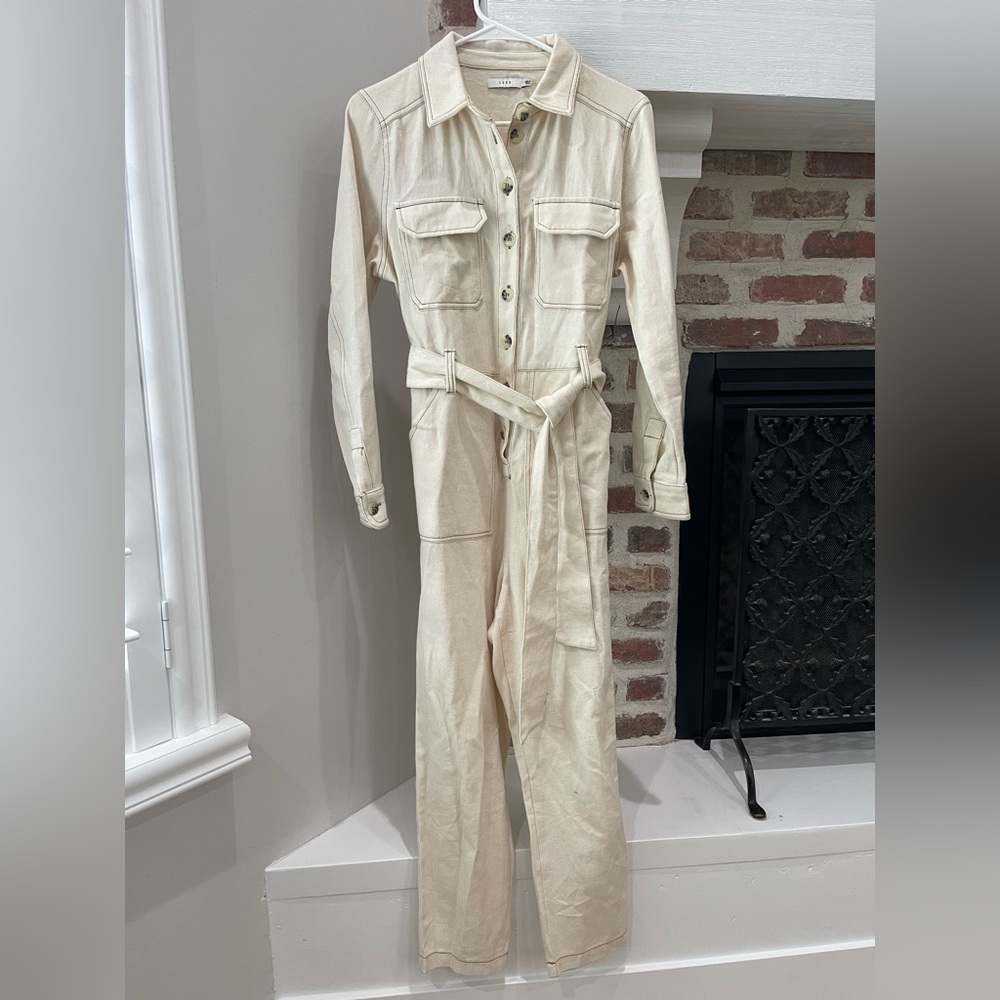 Cream Button Up Jumpsuit